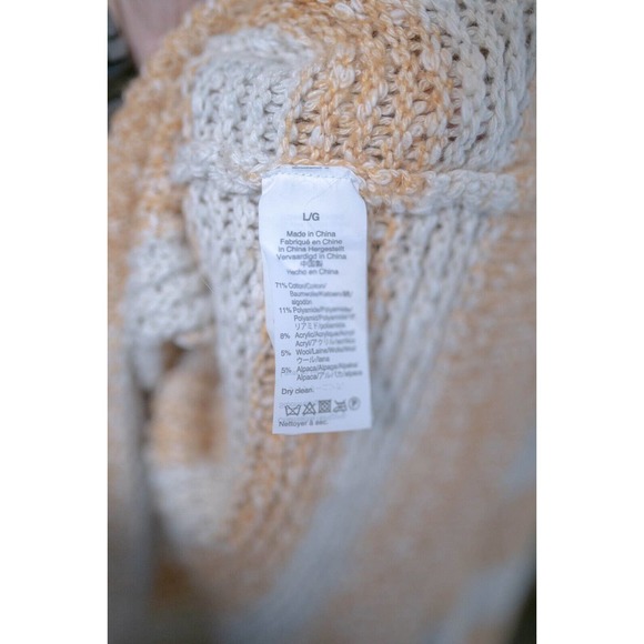 Madewell Yellow and White Striped Baez Cozy Fall Pullover Sweater Sz L - Picture 7 of 8